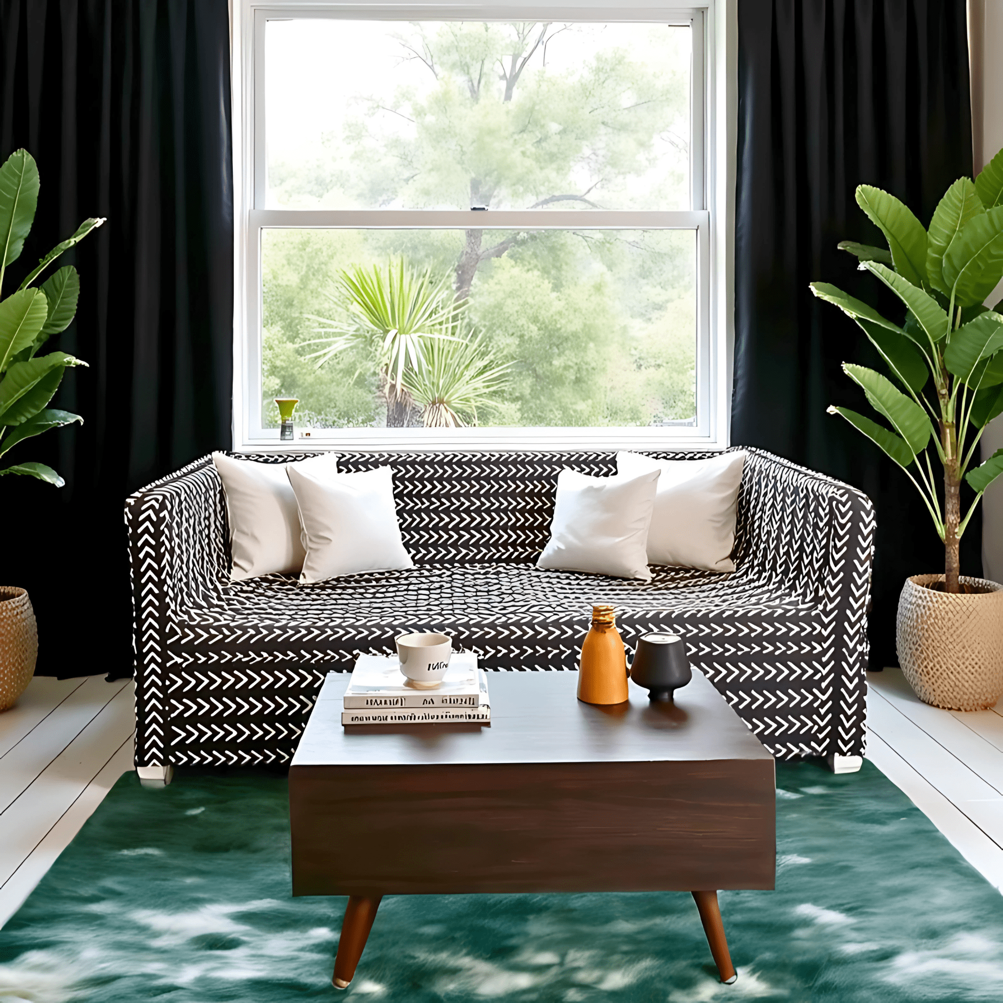 Black Boho Mudcloth Slipcover for IKEA Knopparp Sofa – Global Design Meets Everyday Comfort