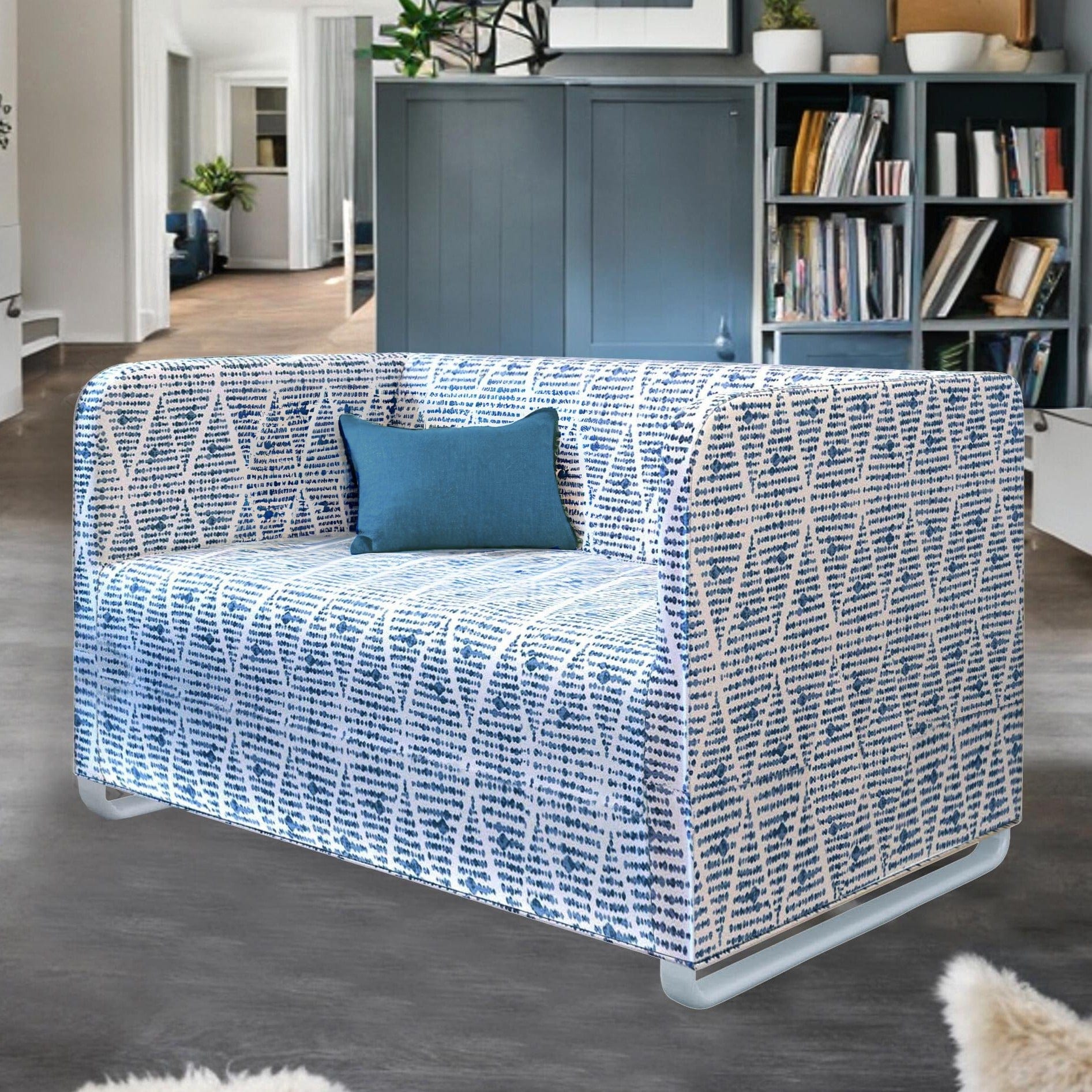 Boho Indigo Blue Slipcover for IKEA Knopparp Sofa – Vibrant, Comfortable, and Bohemian Chic