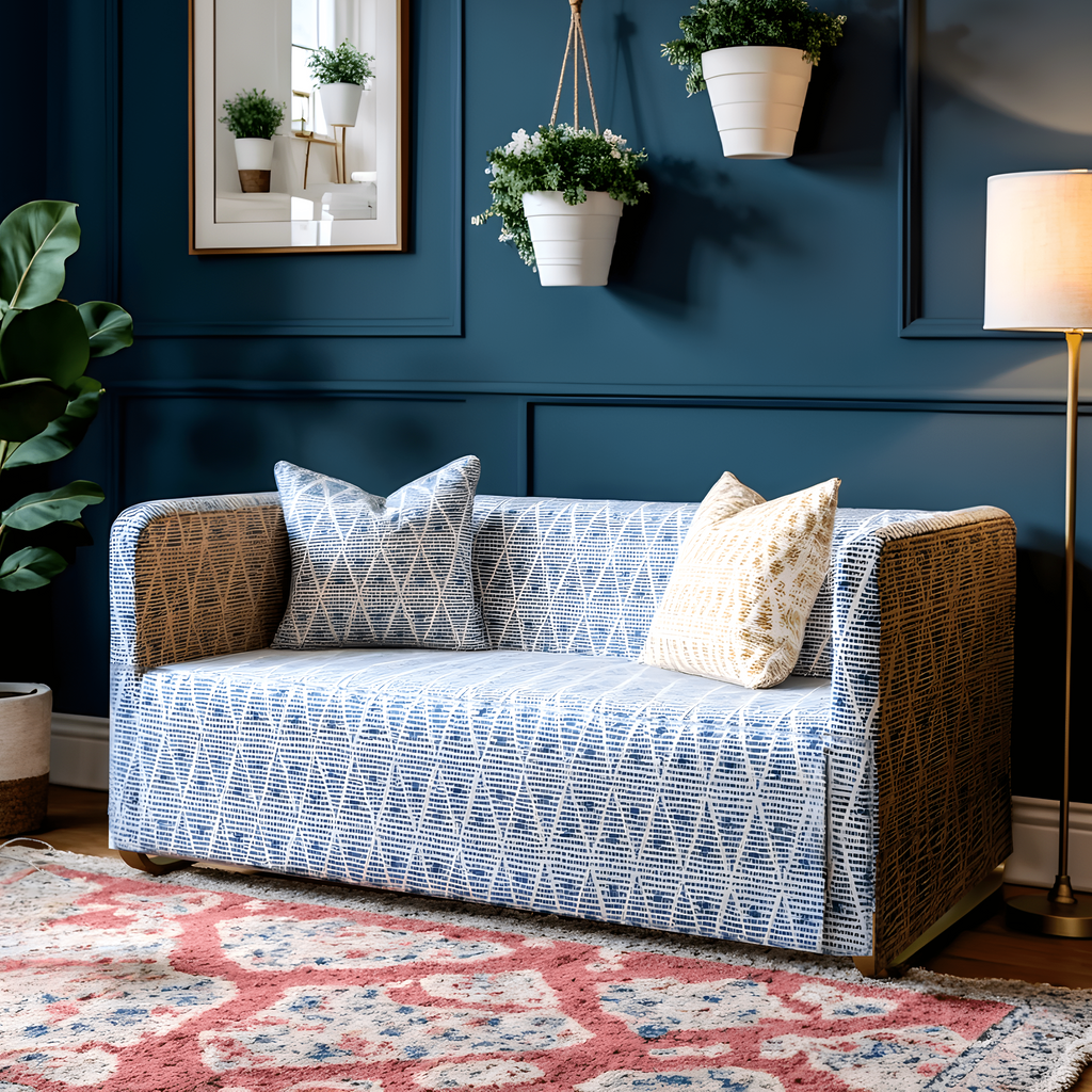 Boho Indigo Blue Slipcover for IKEA Knopparp Sofa – Vibrant, Comfortable, and Bohemian Chic