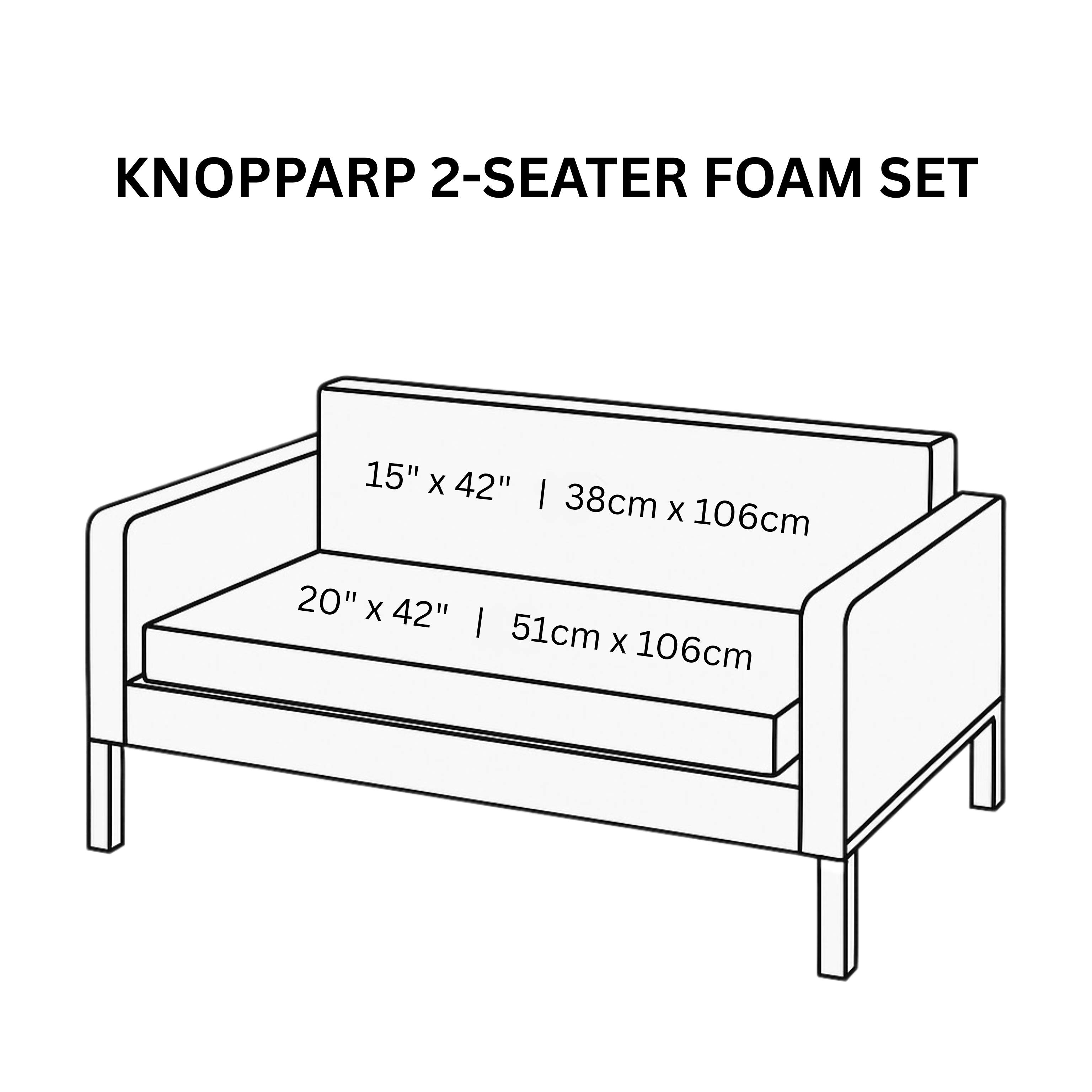 Solid Black Linen Slipcover for IKEA Knopparp Sofa – Timeless, Durable, and Sophisticated