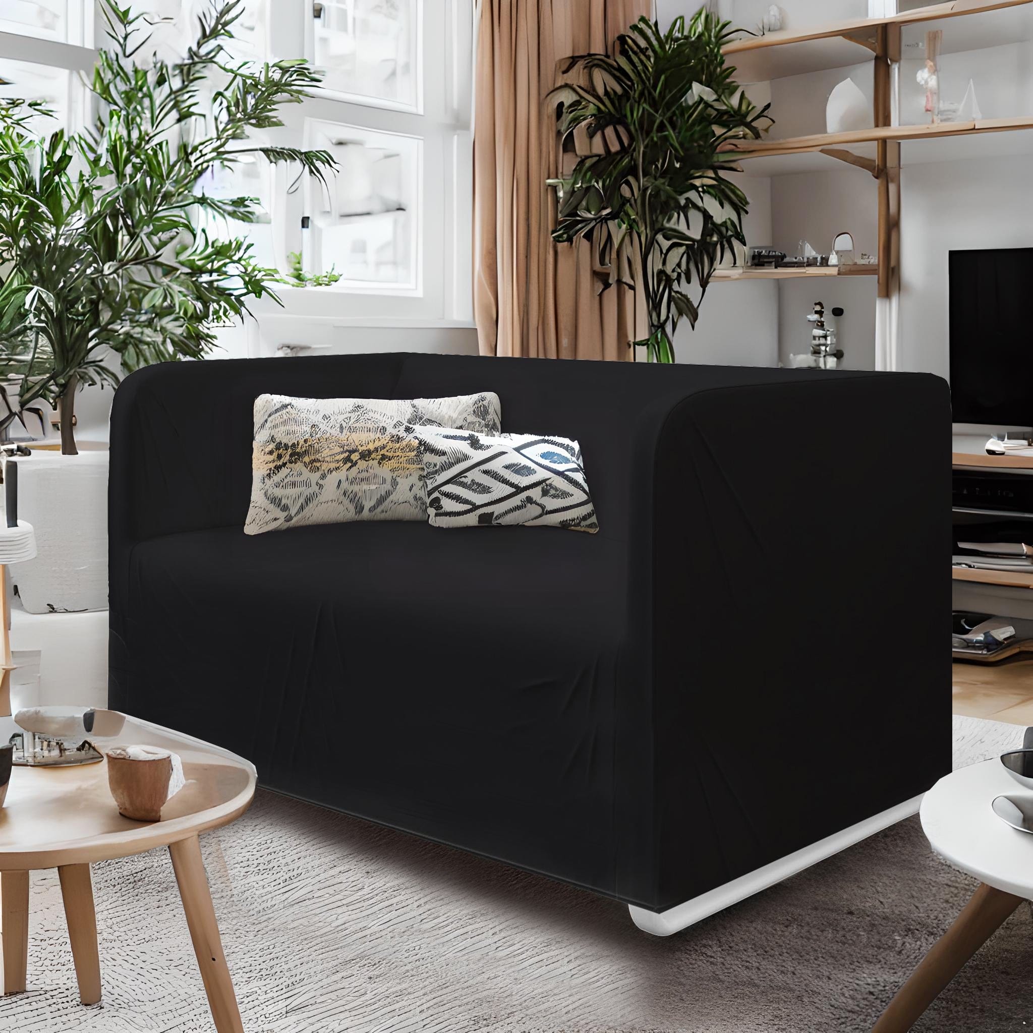 Solid Black Linen Slipcover for IKEA Knopparp Sofa – Timeless, Durable, and Sophisticated