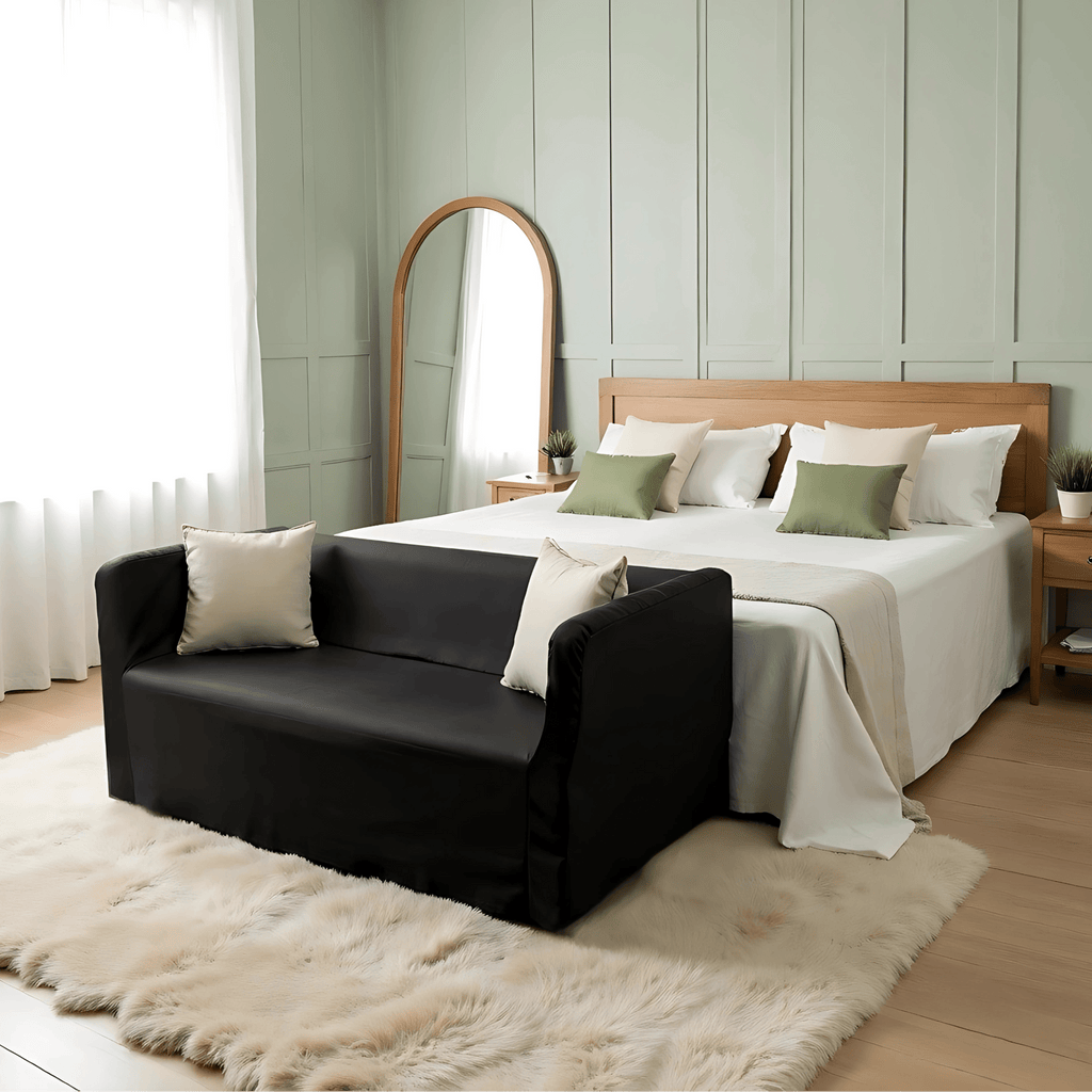 Solid Black Linen Slipcover for IKEA Knopparp Sofa – Timeless, Durable, and Sophisticated