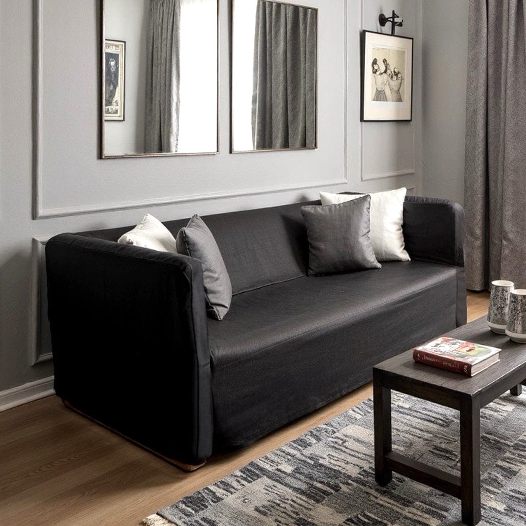 Solid Black Linen Slipcover for IKEA Knopparp Sofa – Timeless, Durable, and Sophisticated
