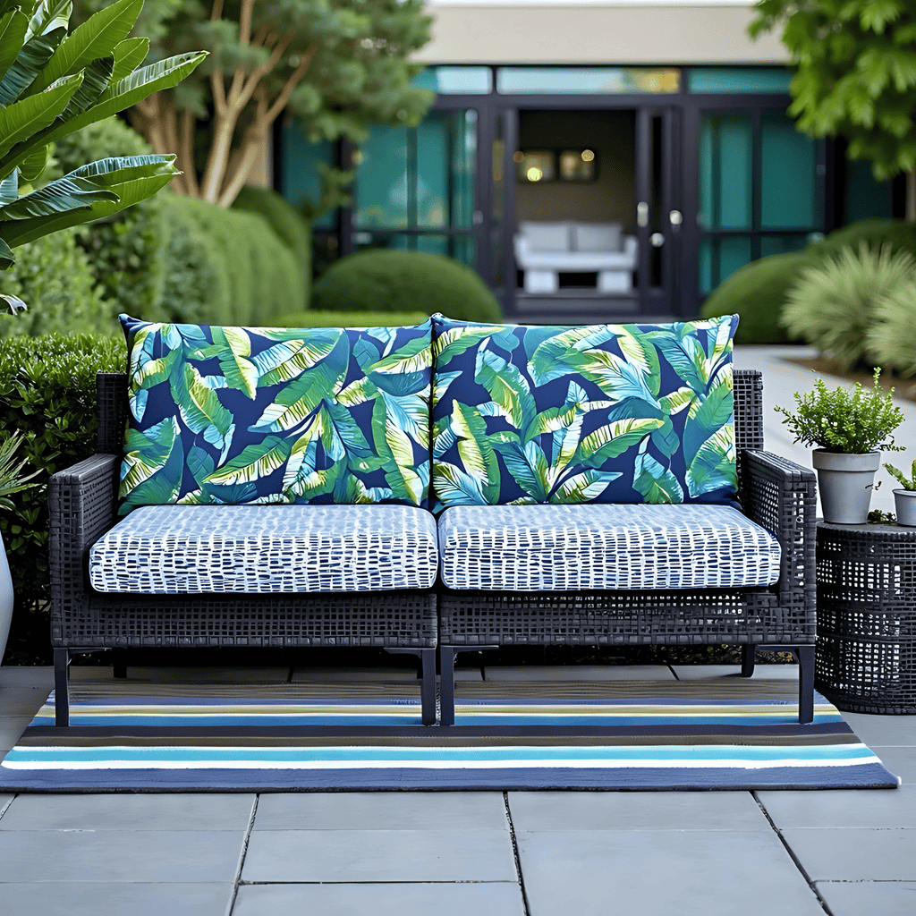 2 Pack Outdoor Pillow Covers | Green Banana Leaf Jungle Print | Compatible with IKEA Duvholmen and Kuddarna Cushions