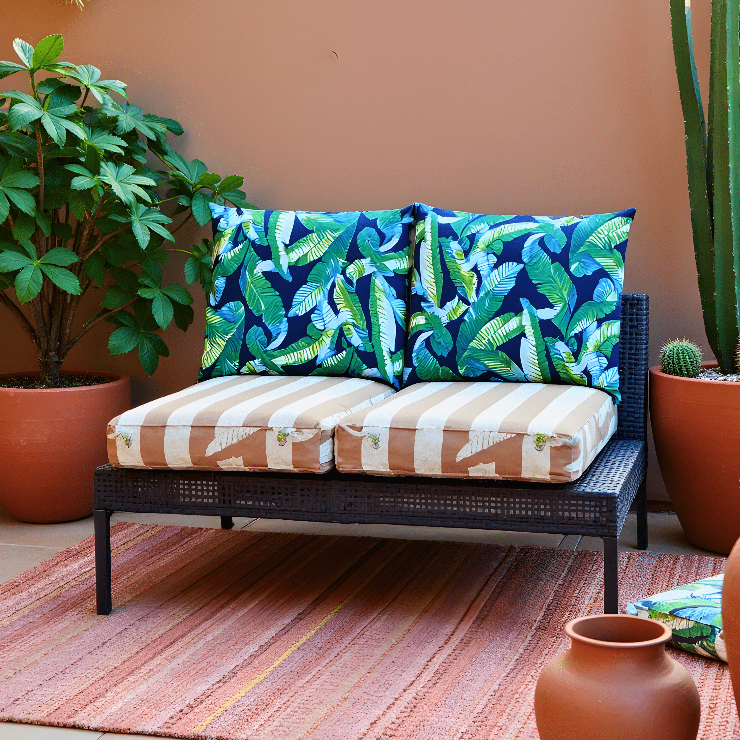 2 Pack Outdoor Pillow Covers | Green Banana Leaf Jungle Print | Compatible with IKEA Duvholmen and Kuddarna Cushions