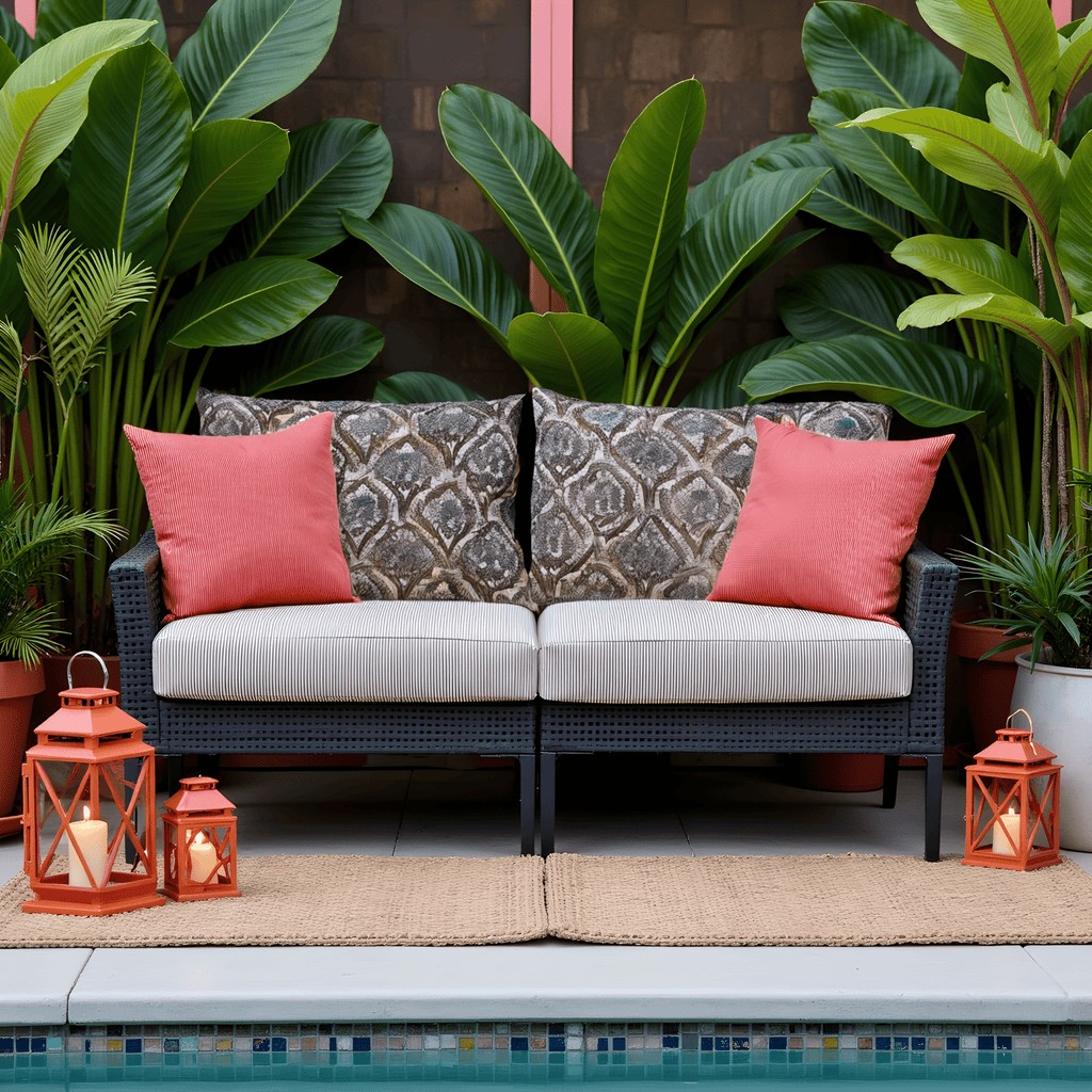 2 Pack Outdoor Seat Covers | Beige Stripe | Compatible with IKEA Duvholmen Inner Cushion