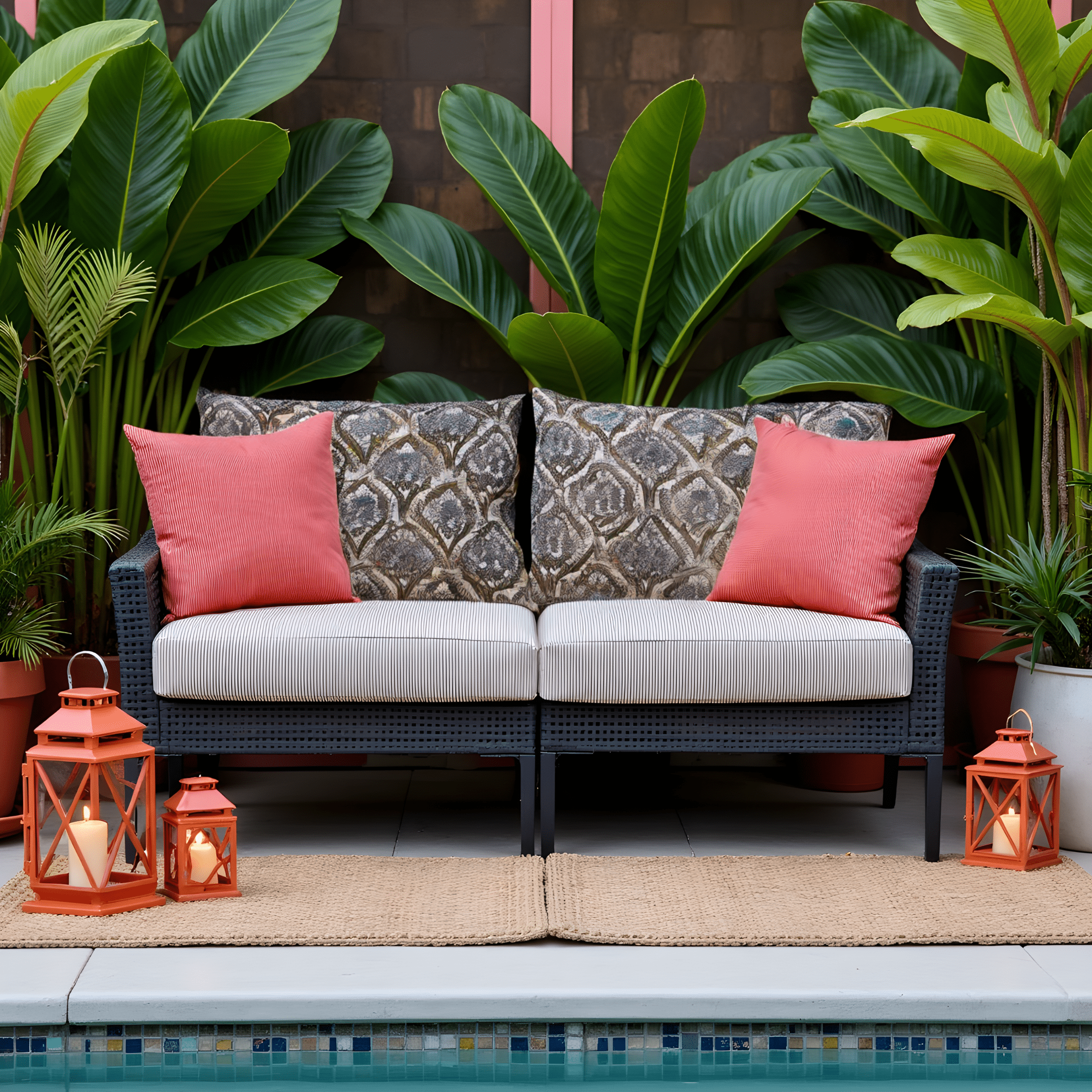 2 Pack Outdoor Seat Covers | Beige Stripe | Compatible with IKEA Duvholmen Inner Cushion