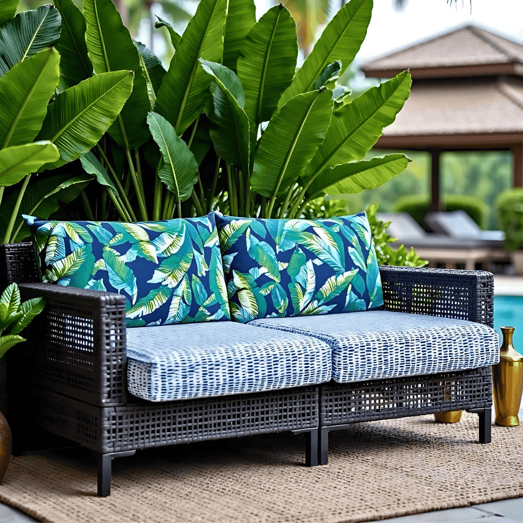 Banana Leaf Blue Rain Outdoor Slip Covers, Compatible with IKEA Duvholmen