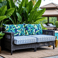 Banana Leaf Blue Rain Outdoor Slip Covers, Compatible with IKEA Duvholmen