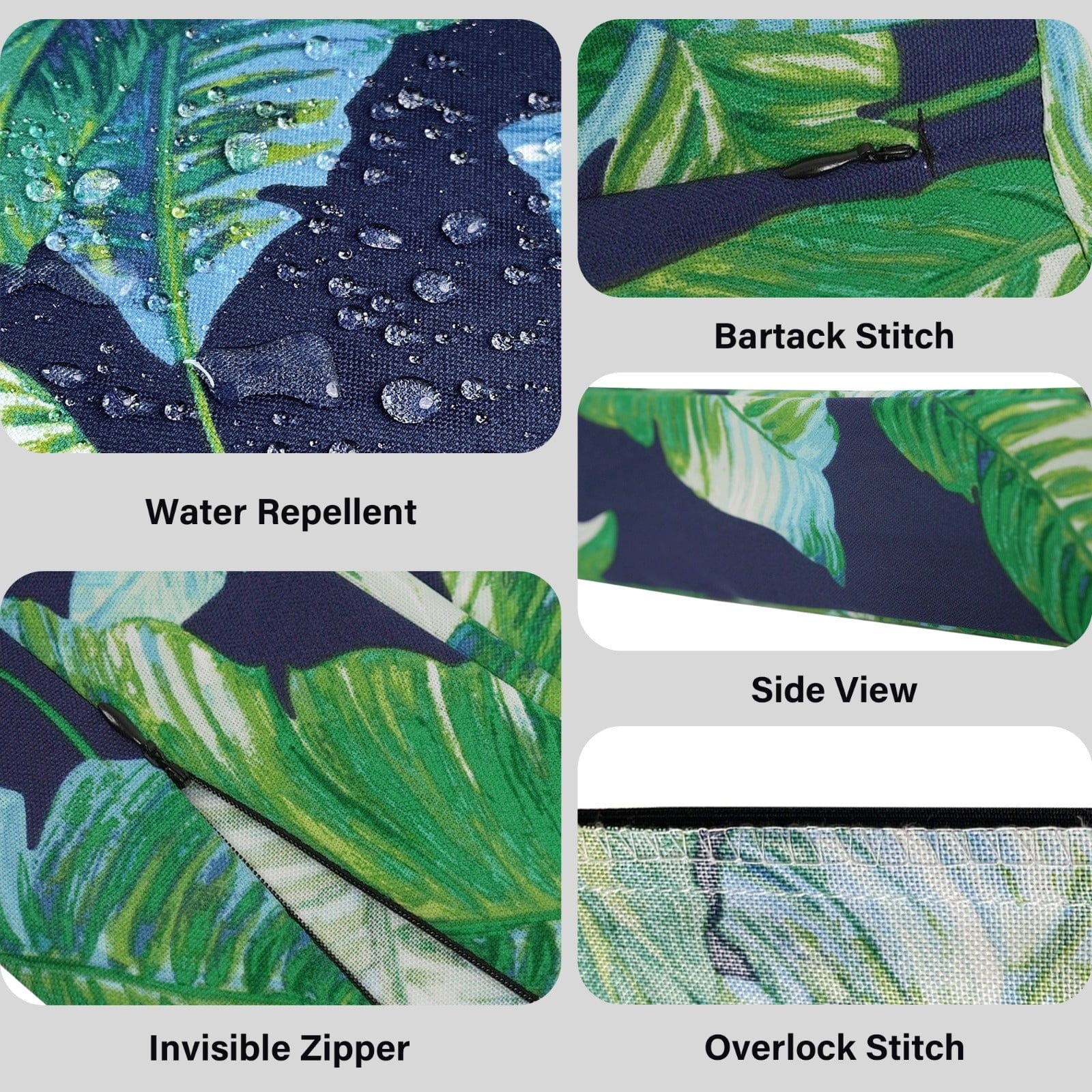 8-PIECE DELUXE BUNDLE Outdoor Cushion Cover Set and Chair Pads – Compatible with IKEA Duvholmen, Blue Palms