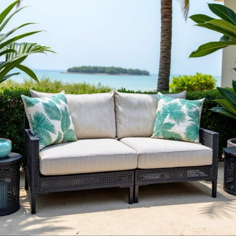 Beige Stripe Outdoor Slip Covers, Compatible with IKEA Duvholmen Kuddarna