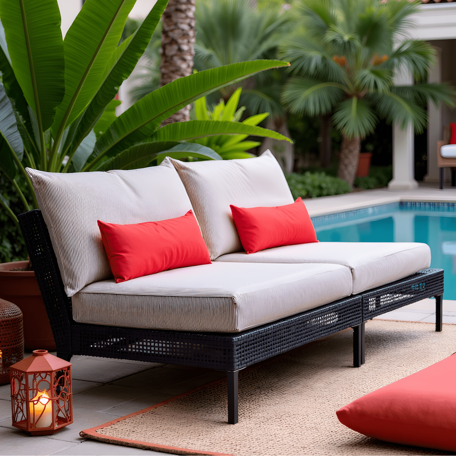 Rockin Cushions Outdoor Slip Covers | Beige Stripe | Compatible with IKEA Duvholmen Cushions | Includes 2 Duvholmen Pillow Covers and 2 Duvholmen Seat Covers - Set of 4