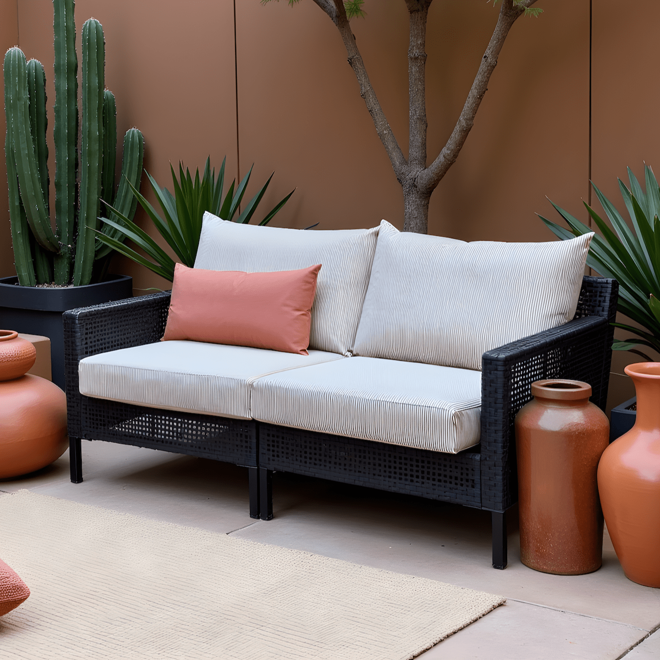 Rockin Cushions Outdoor Slip Covers | Beige Stripe | Compatible with IKEA Duvholmen Cushions | Includes 2 Duvholmen Pillow Covers and 2 Duvholmen Seat Covers - Set of 4