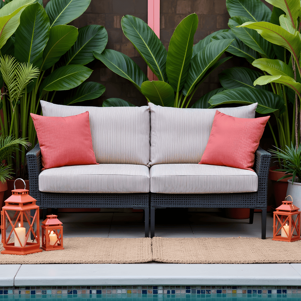 Beige Stripe Outdoor Slip Covers, Compatible with IKEA Duvholmen