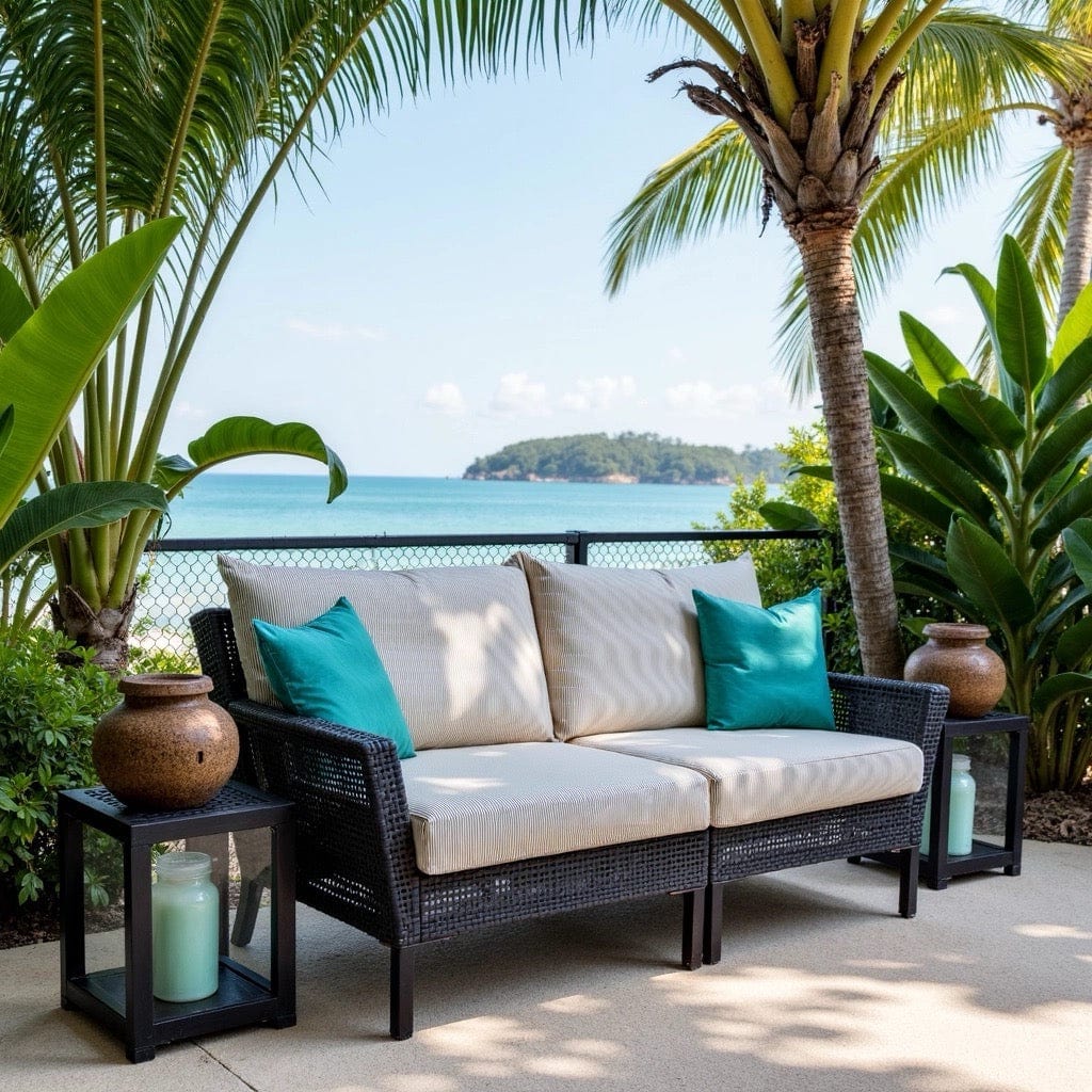 Beige Stripe Outdoor Slip Covers, Compatible with IKEA Duvholmen