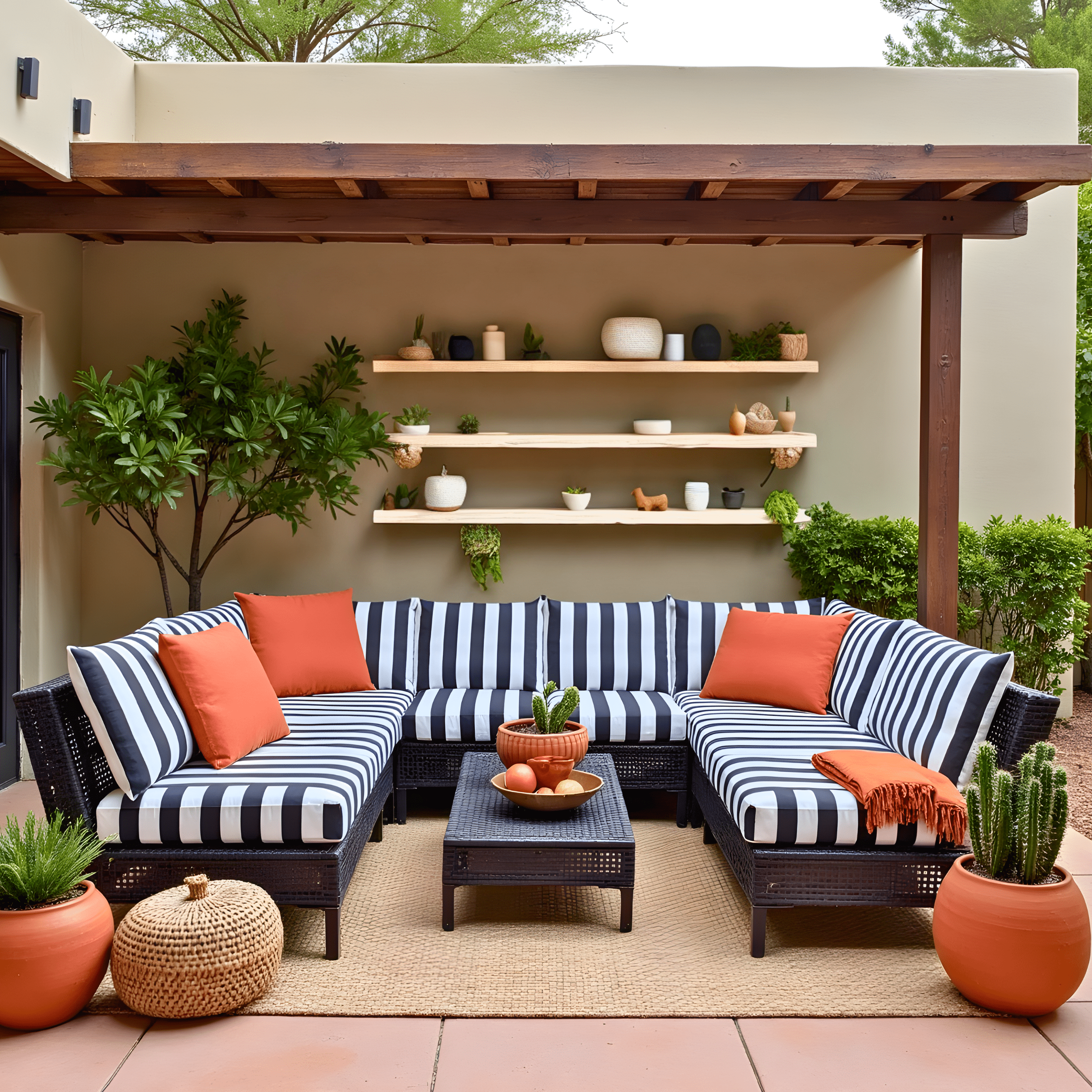 Black and White Cabana Stripe Outdoor Slip Covers, Compatible with IKEA Duvholmen Kuddarna