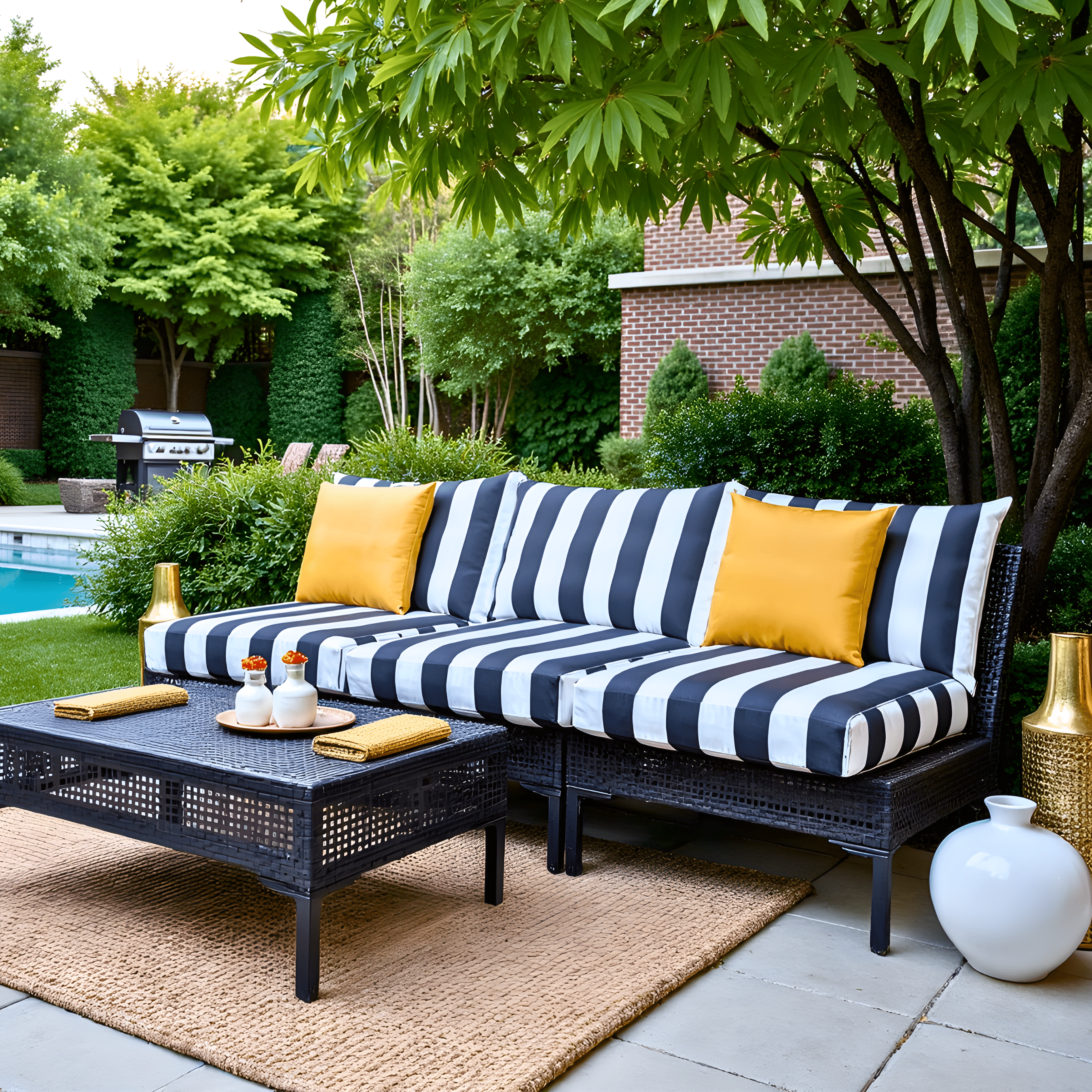 Black and White Cabana Stripe Outdoor Slip Covers, Compatible with IKEA Duvholmen Kuddarna