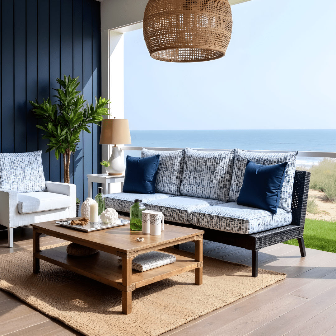 Rockin Cushions Outdoor Slip Covers | Blue Rain | Compatible with IKEA Duvholmen Kuddarna Cushions | Includes 2 Kuddarna Pillow Covers and 2 Duvholmen Seat Covers - Set of 4