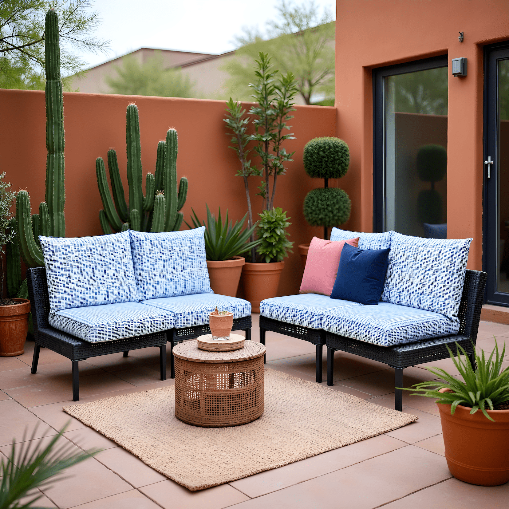 8-PIECE DELUXE BUNDLE Outdoor Cushion Cover Set and Chair Pads – Compatible with IKEA Duvholmen, Blue Rain