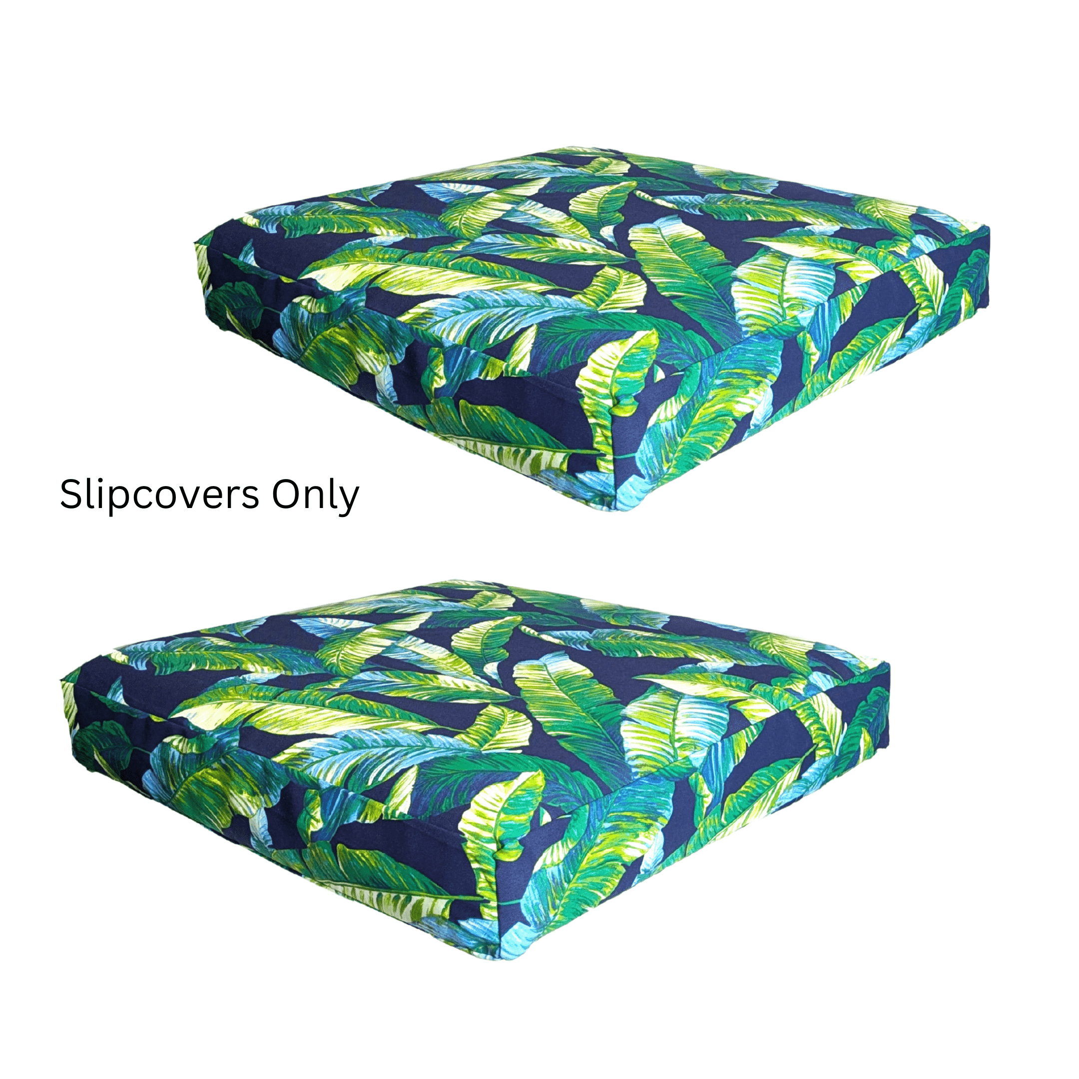 Navy Green Banana Leaf Outdoor Slip Covers, Compatible with IKEA Duvholmen Kuddarna
