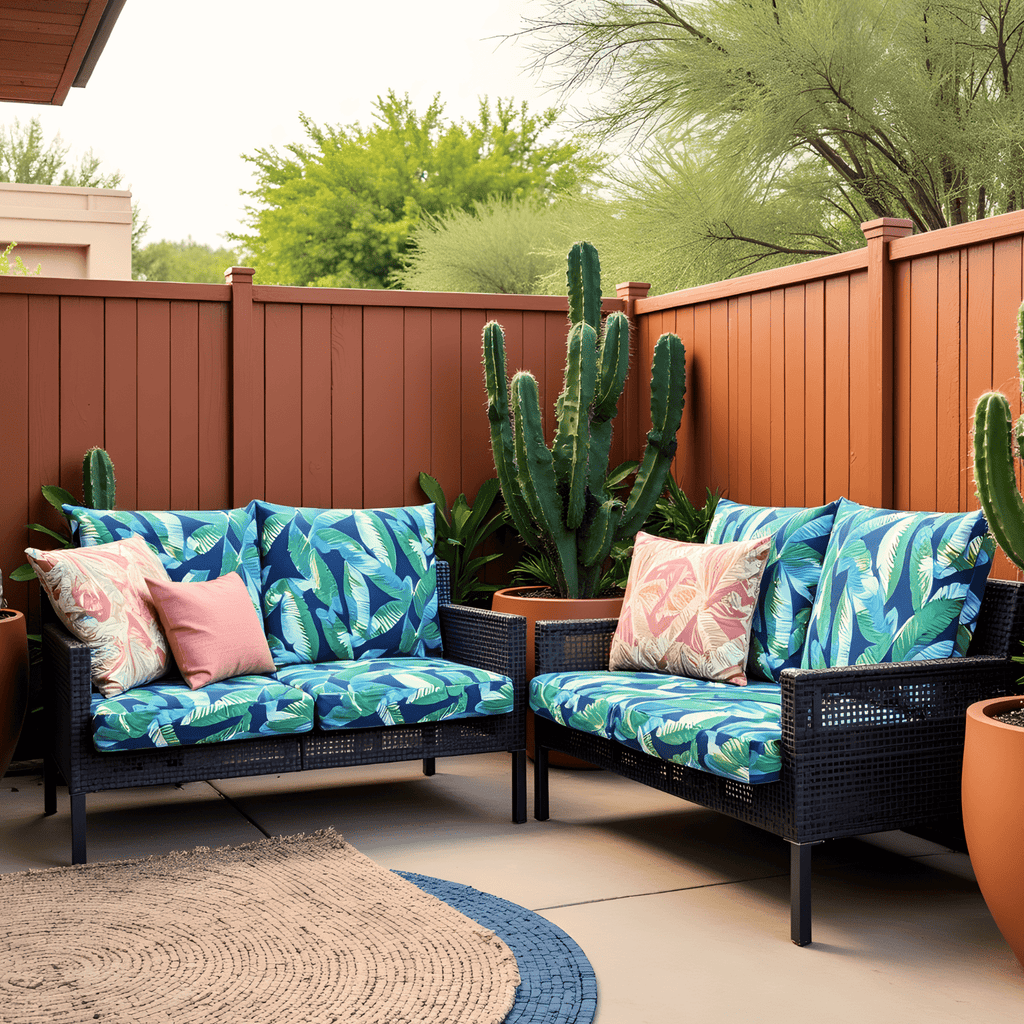 Navy Green Banana Leaf Outdoor Slip Covers, Compatible with IKEA Duvholmen Kuddarna