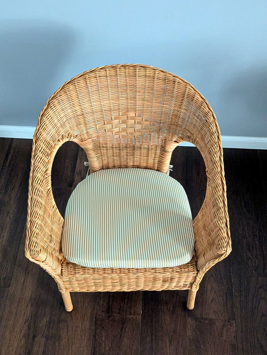 Set of 2, Beige Stripe U-Shape Outdoor Chair Pad, Removable Covers