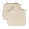 Set of 2, Beige Stripe U-Shape Outdoor Chair Pad, Removable Covers