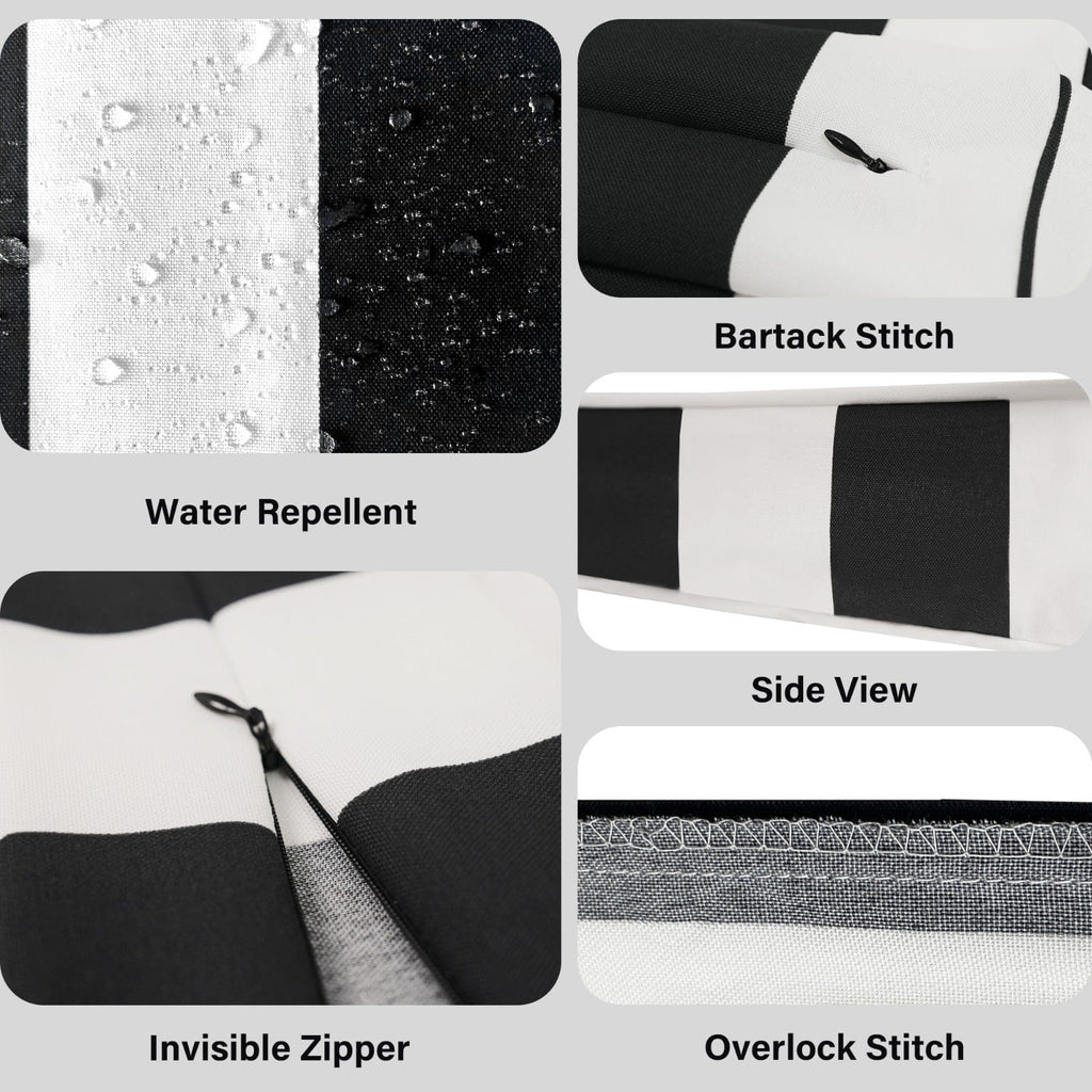 Banana Leaf Black Stripe Outdoor Slip Covers, Compatible with IKEA Duvholmen