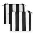 Set of 2, Black Stripe Square Outdoor Chair Pad, Removable Covers