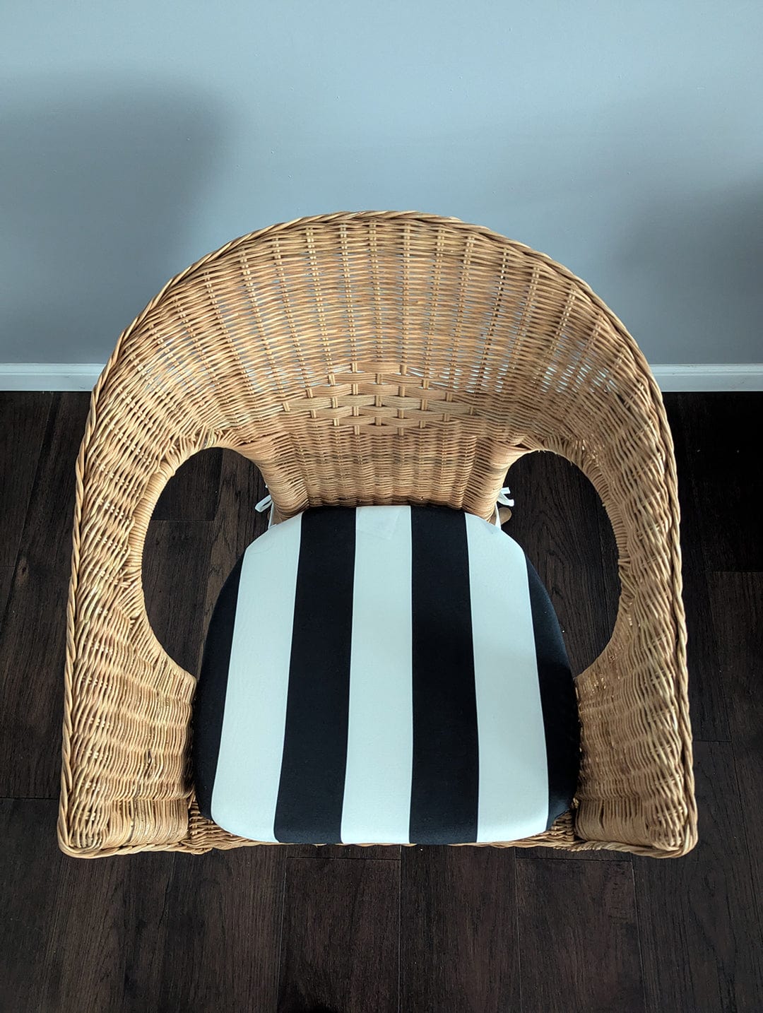 Set of 2, Black Stripe U-Shape Outdoor Chair Pad, Removable Covers