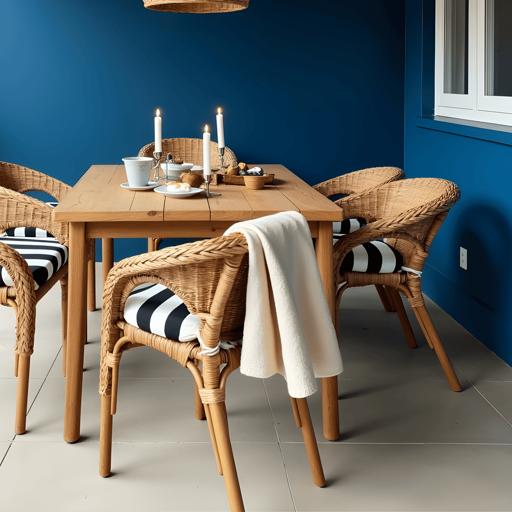 Set of 2, Black Stripe U-Shape Outdoor Chair Pad, Removable Covers