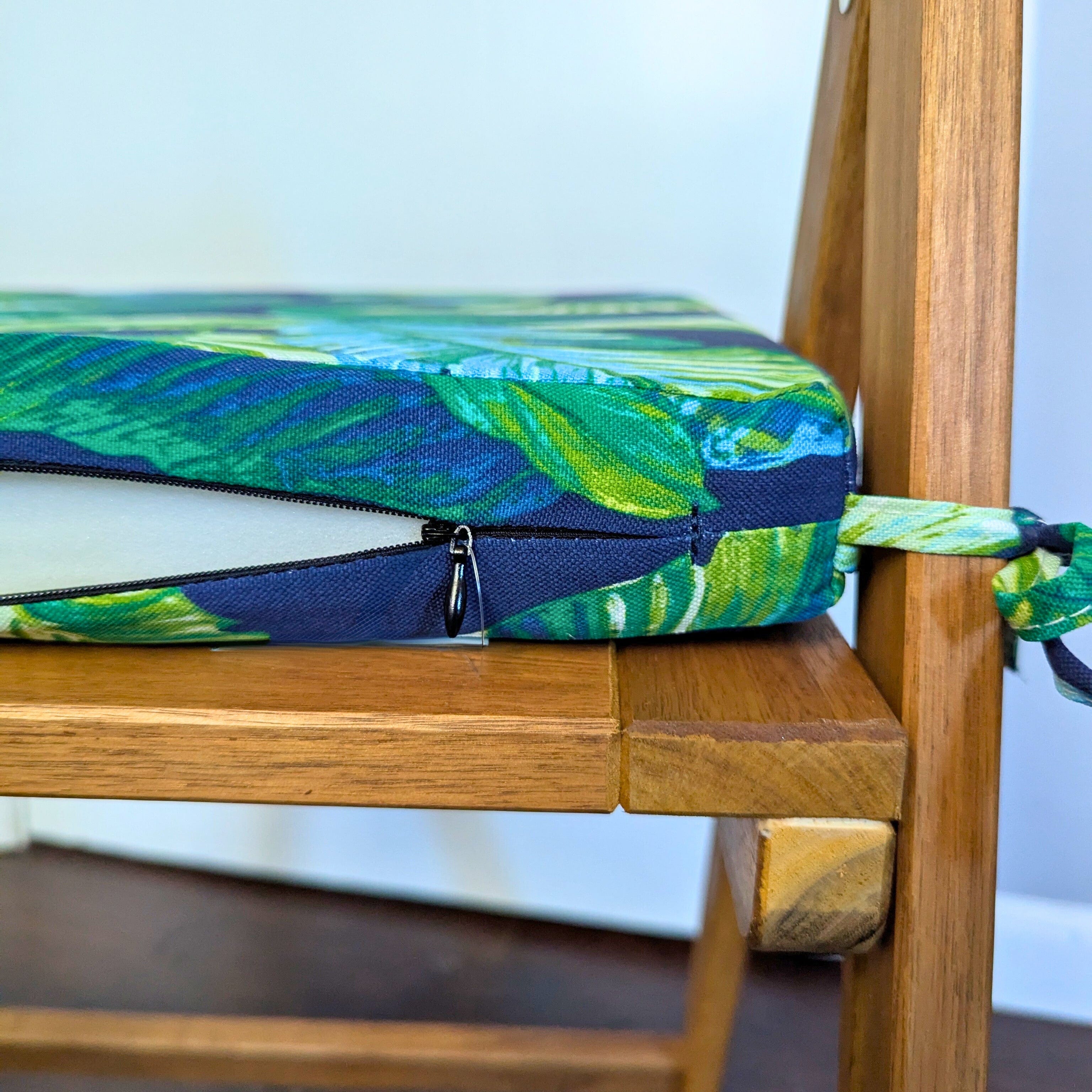 Set of 2, Blue Palms Square Outdoor Chair Pad, Removable Covers