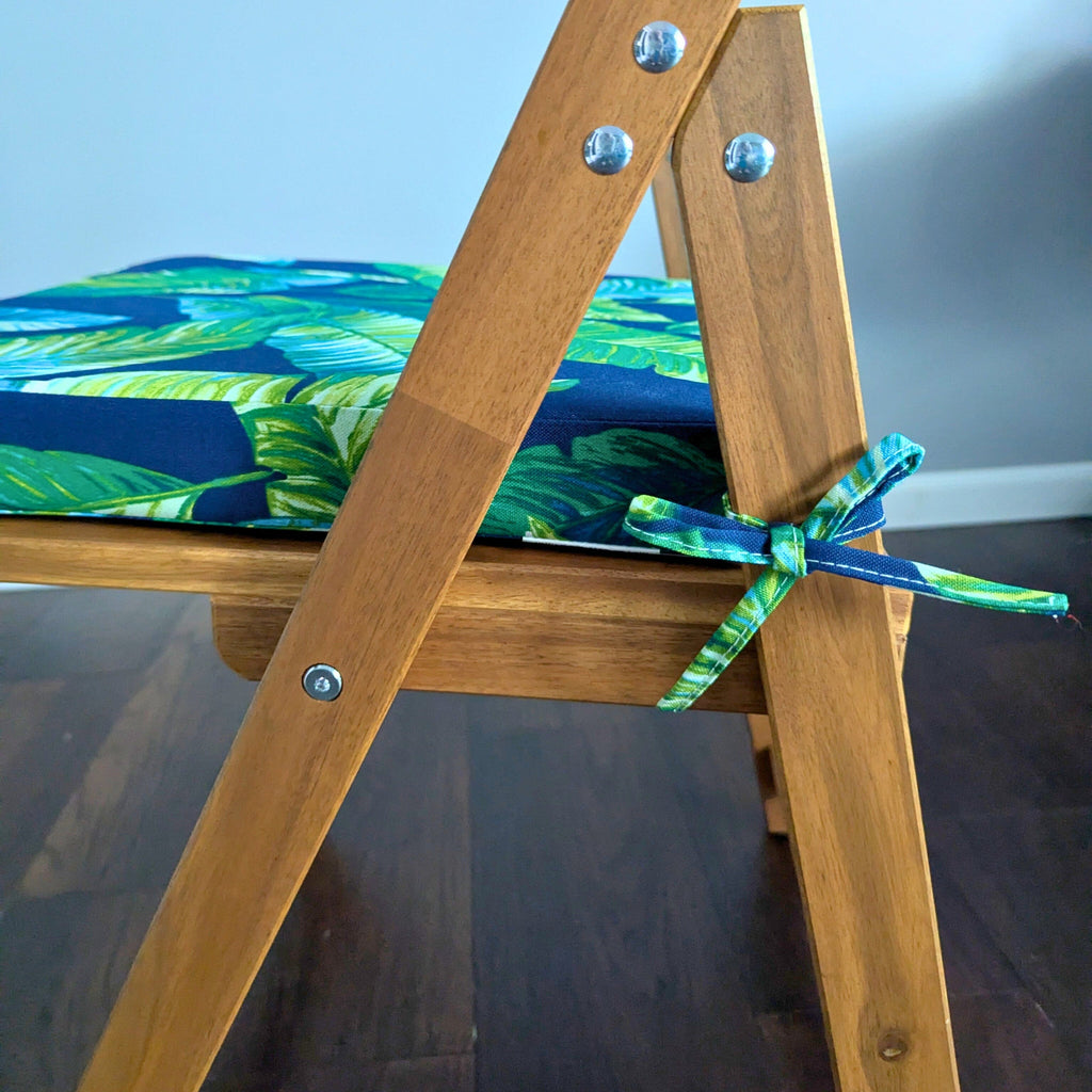 Set of 2, Blue Palms Square Outdoor Chair Pad, Removable Covers