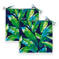 Set of 2, Blue Palms Square Outdoor Chair Pad, Removable Covers