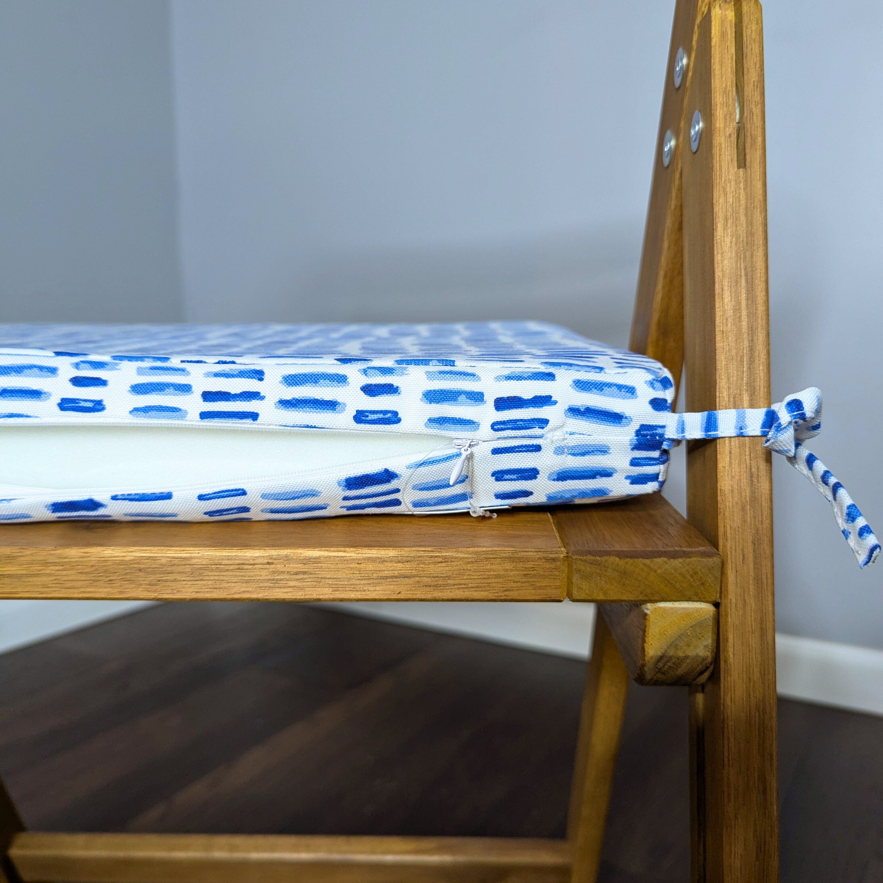 Set of 2, Blue Rain Square Outdoor Chair Pad, Removable Covers