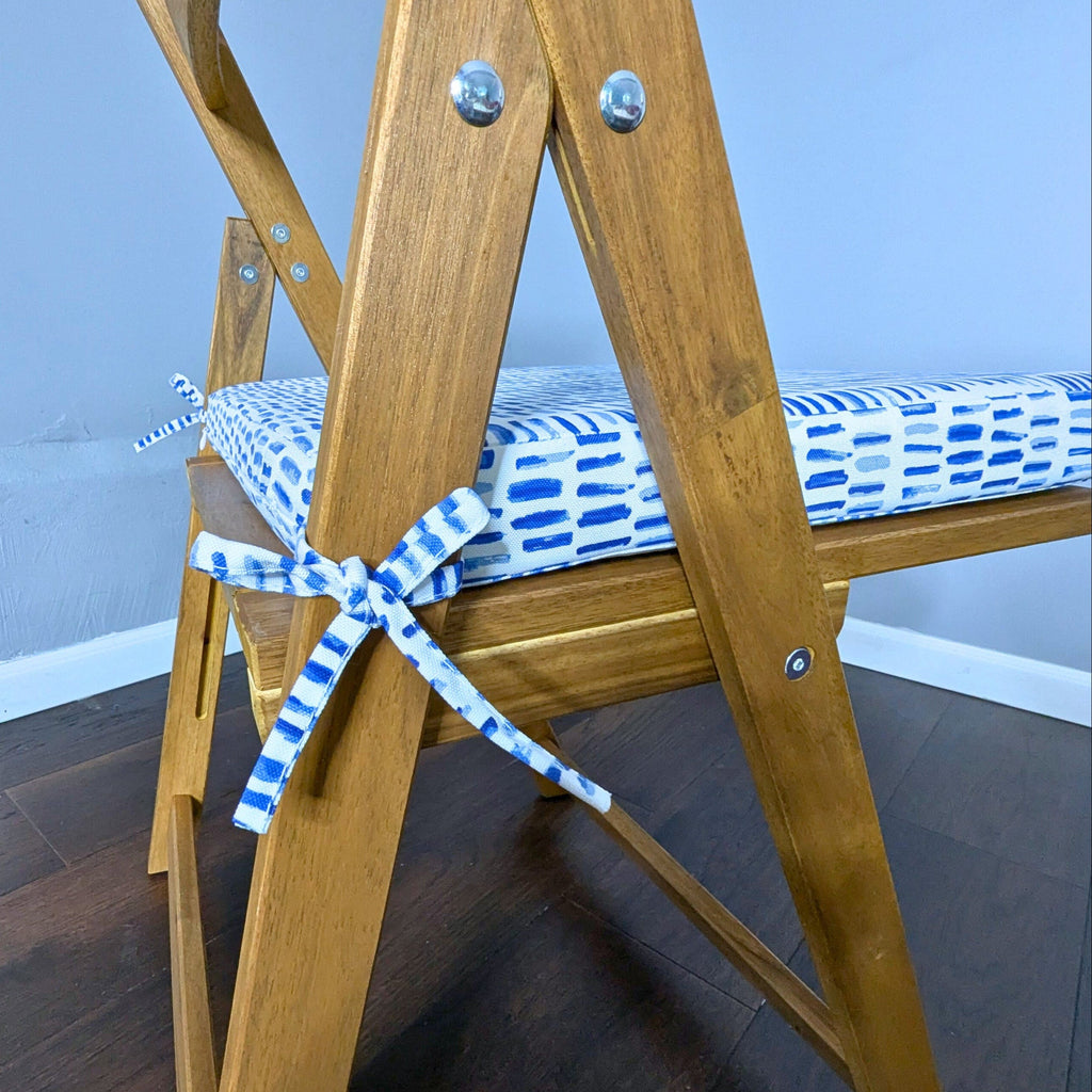 Set of 2, Blue Rain Square Outdoor Chair Pad, Removable Covers