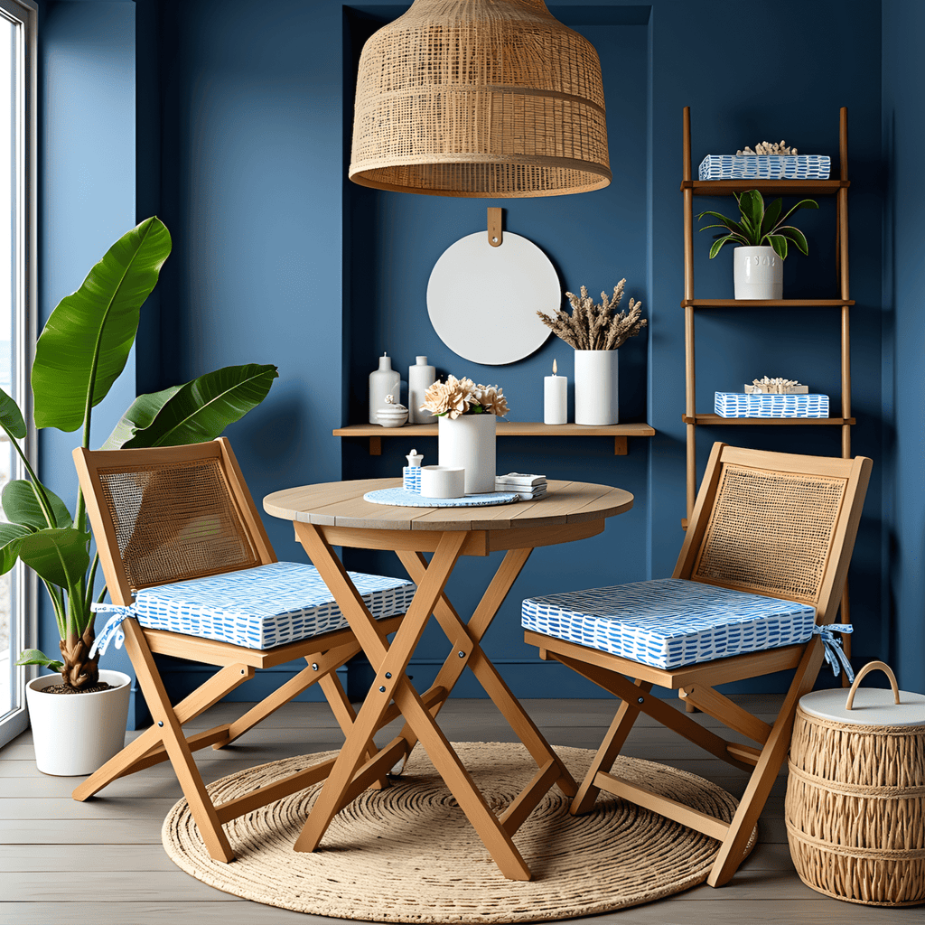 Set of 2, Blue Rain Square Outdoor Chair Pad, Removable Covers