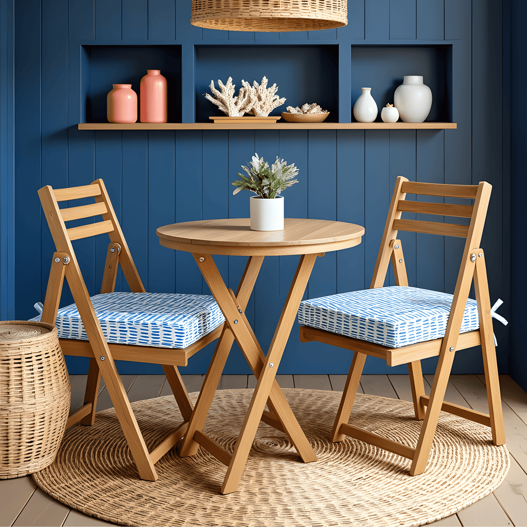 Set of 2, Blue Rain Square Outdoor Chair Pad, Removable Covers