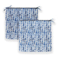 Set of 2, Blue Rain Square Outdoor Chair Pad, Removable Covers