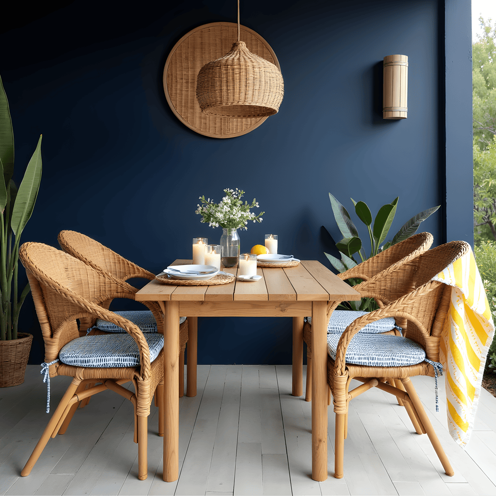 Set of 2, Blue Rain U-Shape Outdoor Chair Pad, Removable Covers