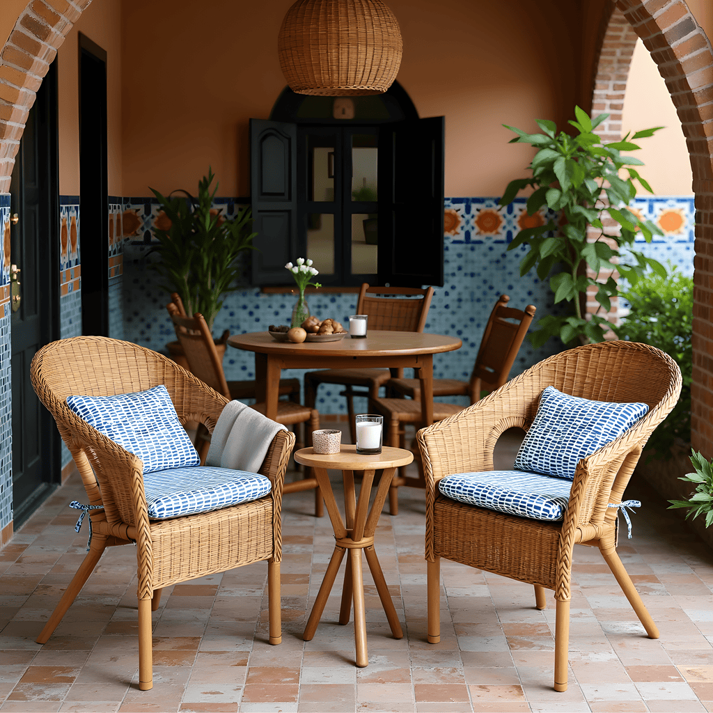 Set of 2, Blue Rain U-Shape Outdoor Chair Pad, Removable Covers