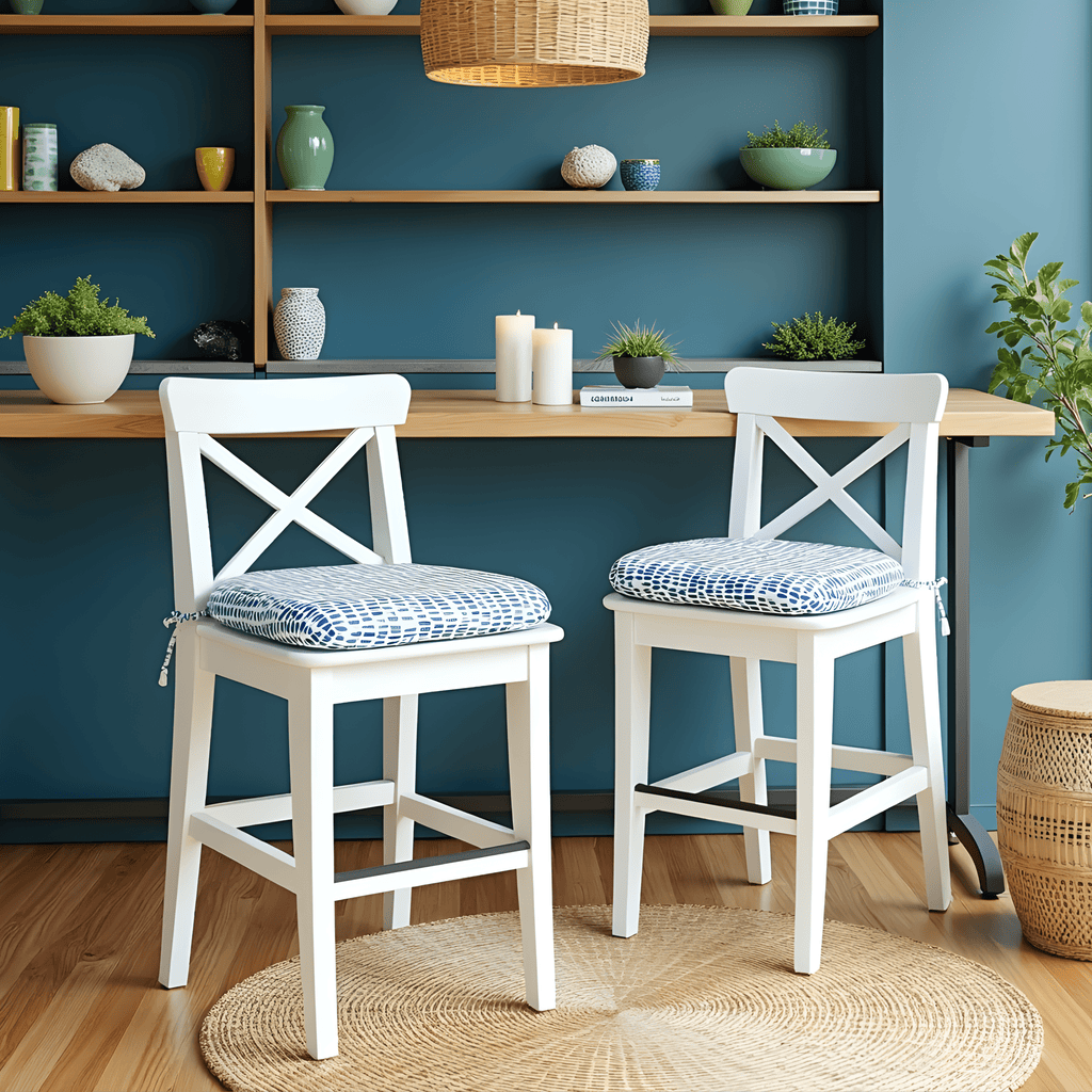 Set of 2, Blue Rain U-Shape Outdoor Chair Pad, Removable Covers