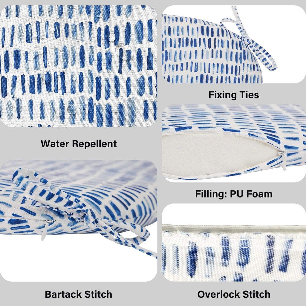 Set of 2, Blue Rain U-Shape Outdoor Chair Pad, Removable Covers