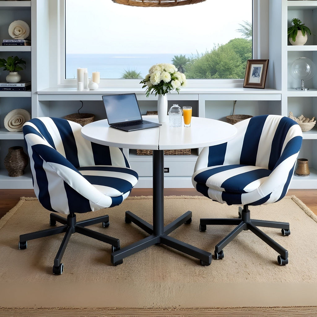 Navy Blue Cabana Stripe Slipcover Compatible with IKEA SKRUVSTA Chair – Coastal, Stylish, and Functional