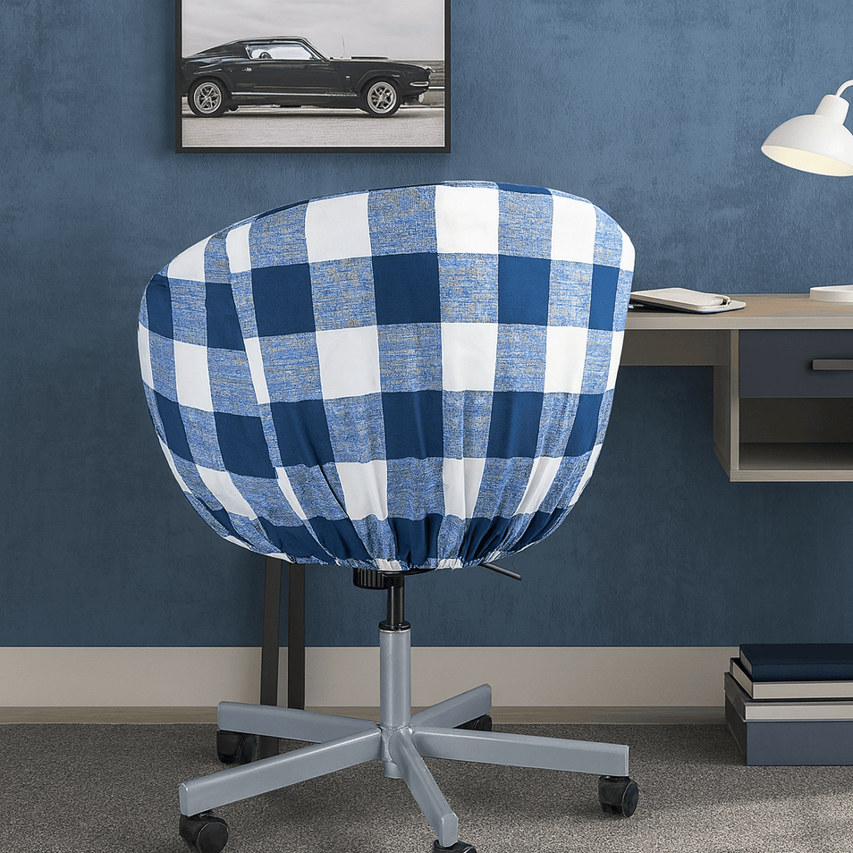 Navy Blue Buffalo Check Plaid Slipcover, Compatible with IKEA Skruvsta Chair – Classic, Modern, and Custom-Fit