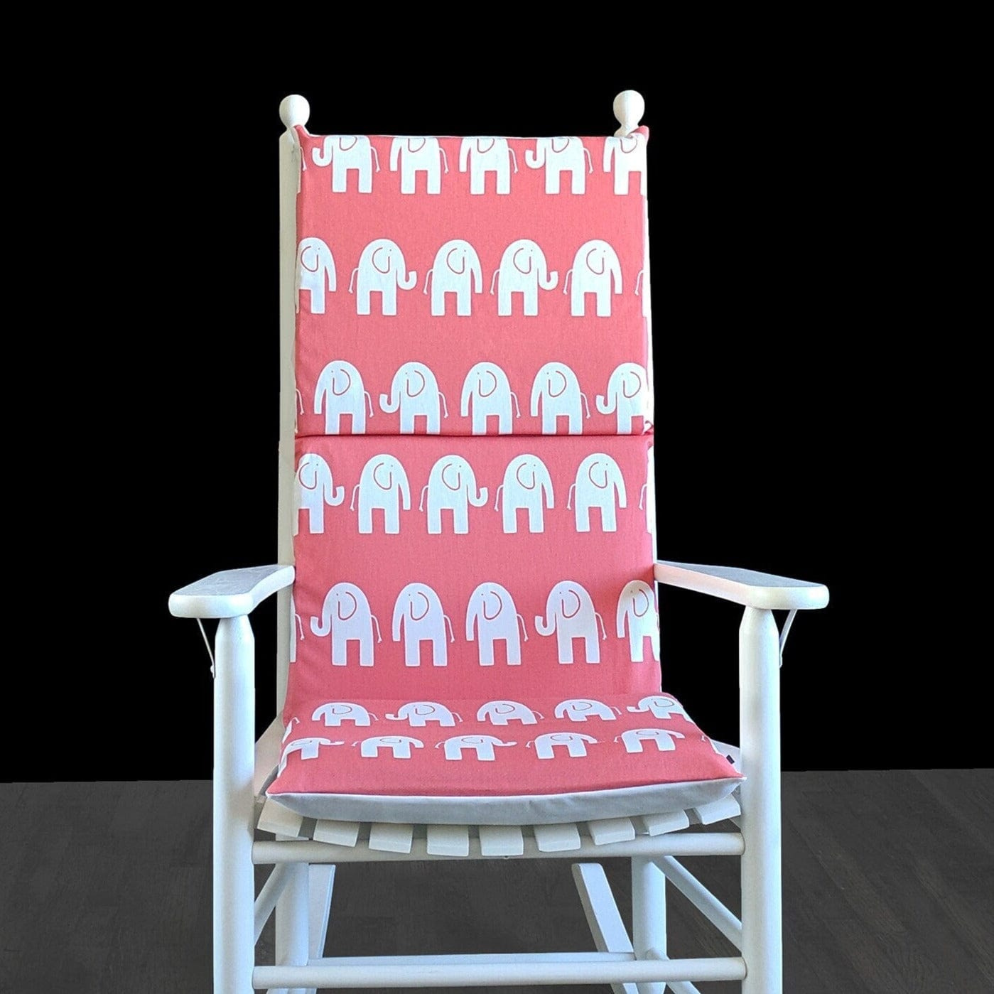 Coral Pink Elephants Rocking Chair Cushion, Kids Nursery Cover And Inserts