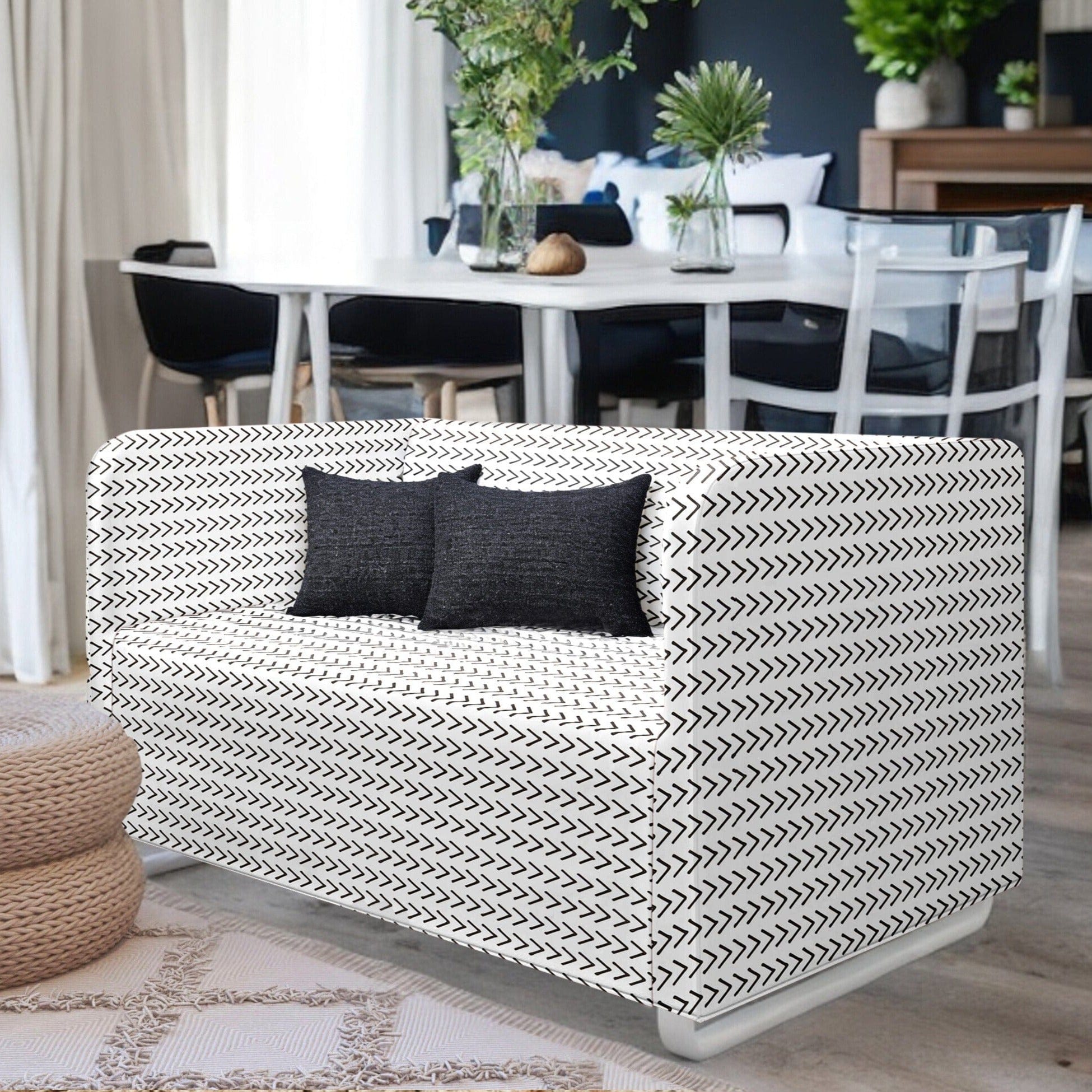 Boho Mudcloth Arrow Print Slipcover for IKEA Knopparp Sofa – Artistic, Modern, and Bold