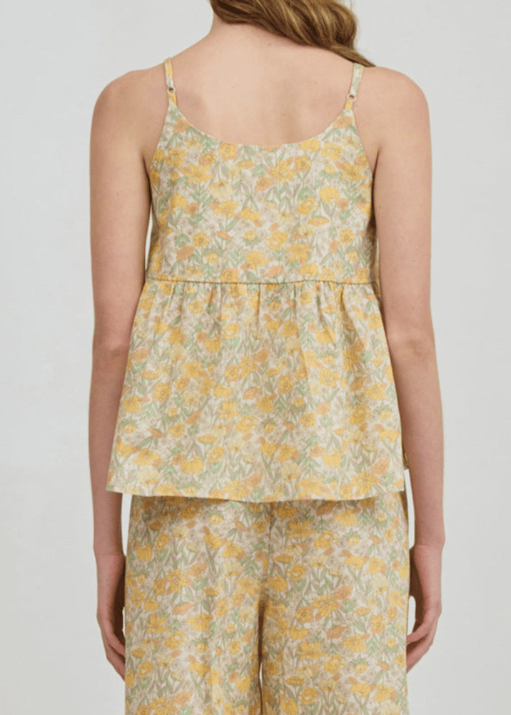 Rosie Cotton Floral Tank Pajama Set / Yellow