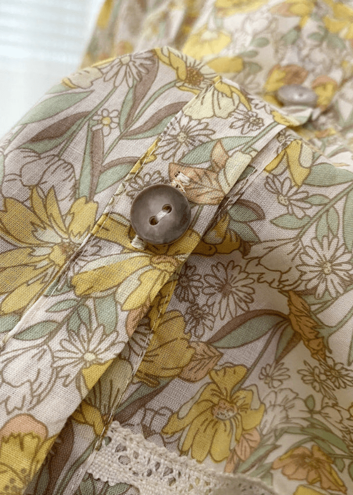 Rosie Cotton Floral Tank Pajama Set / Yellow