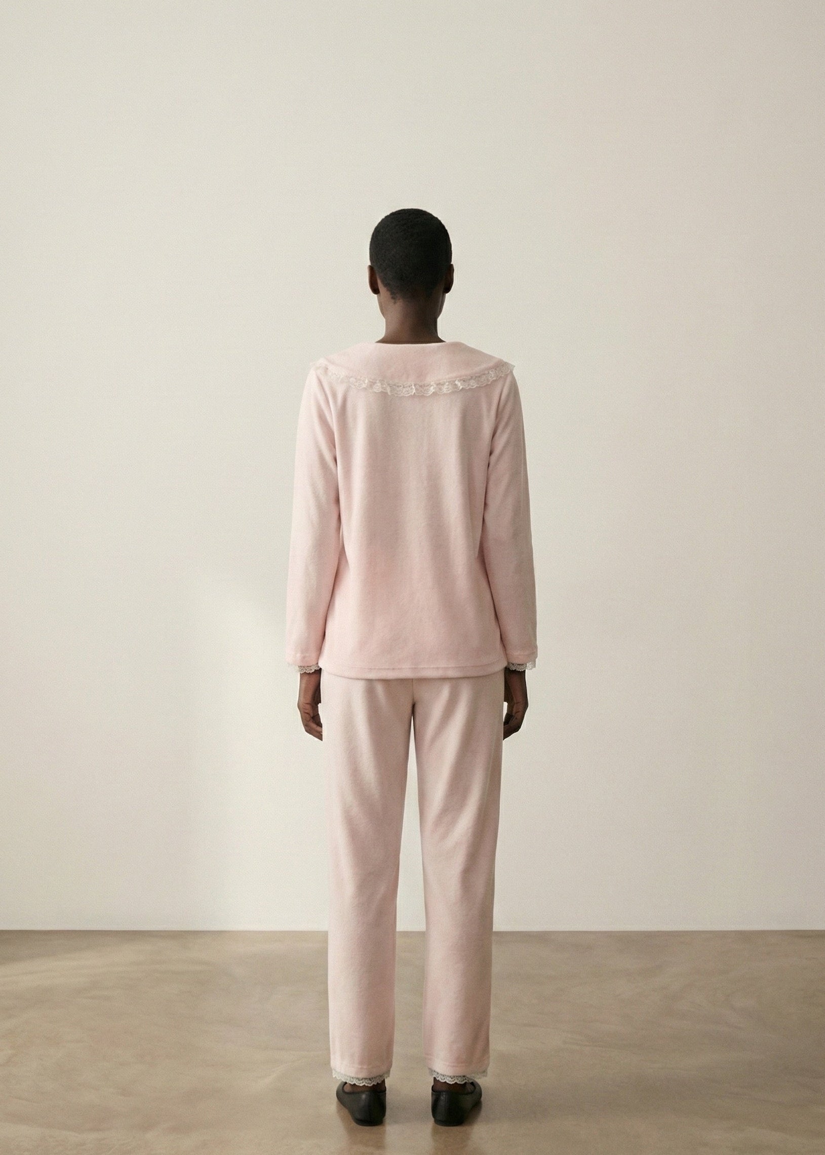 Rosy Velvet Coquette Lace Pajama Set / Blue